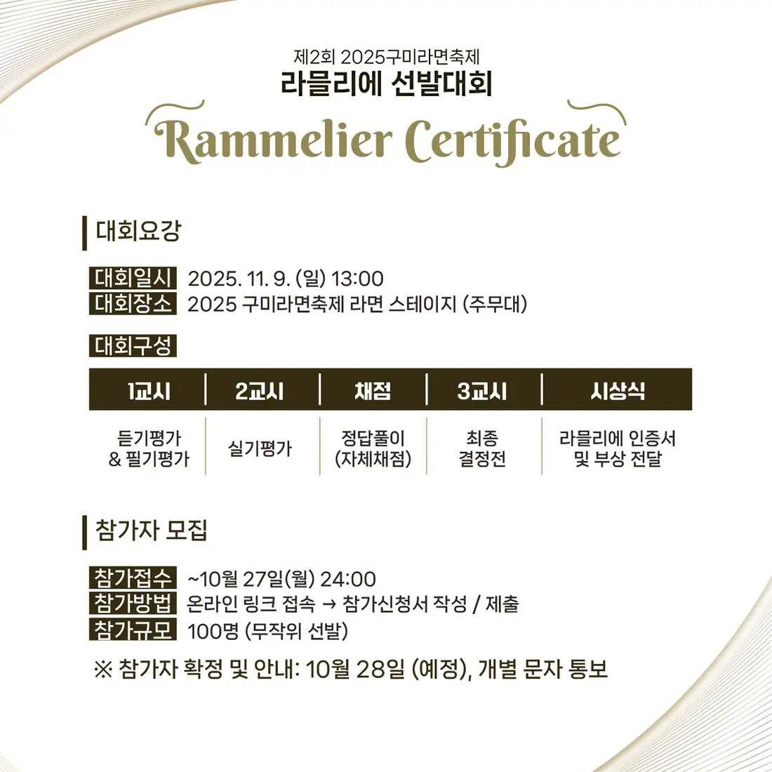 제 2회 구미라면축제 라믈리에 선발대회